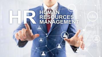 human resource management, hr, teambuilding en wervingsconcept op onscherpe achtergrond. foto