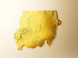 Soedan kaart gouden metaal kleur hoogte kaart achtergrond 3d illustratie foto