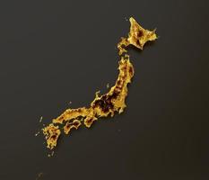 Japan kaart gouden metaal kleur hoogte kaart achtergrond 3d illustratie foto