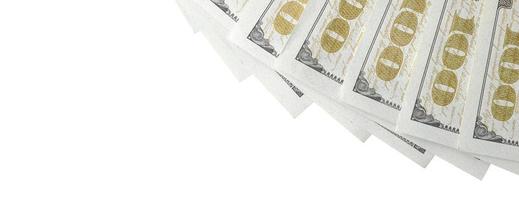 dollar rekeningen. Amerikaans geld geïsoleerd Aan wit met kopiëren ruimte foto