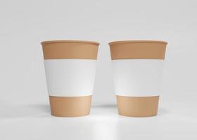 bruin papier koffie kop mockup recyclebaar karton kop met licht grijs backdrop foto