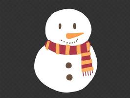 sneeuwman vervelend hoed en sjaal glimlach in besneeuwd landschappen isoleren Aan vallend sneeuw achtergrond, grafisch middelen voor kerst, nieuw jaar, verjaardagen, speciaal evenement, vector illustratie foto