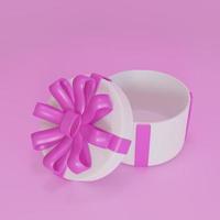 3d renderen wit geschenk doos Aan roze achtergrond foto