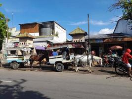 2022. de staat en atmosfeer in een traditioneel markt in lombok eiland, Indonesië foto