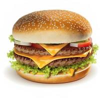 cheeseburger Aan geïsoleerd wit achtergrond foto