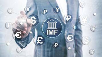 imf Internationale monetair fonds globaal bank organisatie. bedrijf concept Aan wazig achtergrond. foto