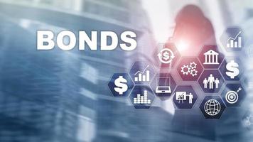 obligatiefinanciering banktechnologie bedrijfsconcept. elektronisch online handelsmarktnetwerk. foto