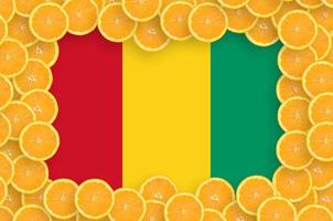 Guinea vlag in vers citrus fruit plakjes kader foto