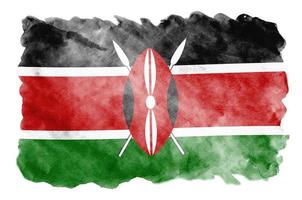 Kenia vlag is afgebeeld in vloeistof waterverf stijl geïsoleerd Aan wit achtergrond foto