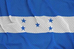 Honduras vlag gedrukt Aan een polyester nylon- sportkleding maas fabri foto