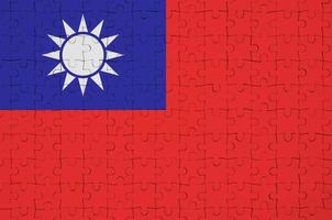 Taiwan vlag is afgebeeld Aan een gevouwen puzzel foto