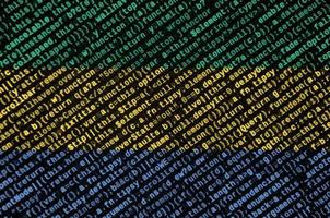 Gabon vlag is afgebeeld Aan de scherm met de programma code. de concept van modern technologie en plaats ontwikkeling foto