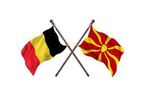 belgie versus Macedonië twee land vlaggen foto