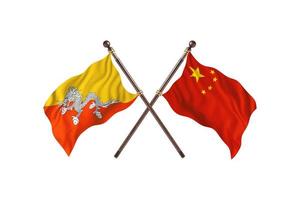Bhutan versus China twee land vlaggen foto