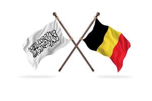 Islamitisch emiraat van afghanistan versus belgie twee land vlaggen foto