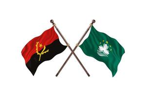 Angola versus macau twee land vlaggen foto