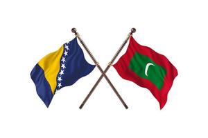 Bosnië versus Maldiven twee land vlaggen foto