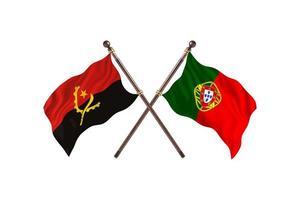 Angola versus Portugal twee land vlaggen foto