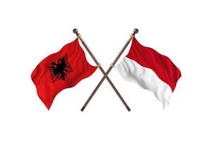 Albanië versus Indonesië twee land vlaggen foto