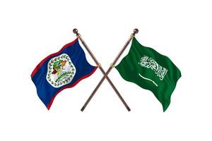 Belize versus saudi Arabië twee land vlaggen foto