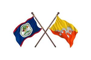 Belize versus Bhutan twee land vlaggen foto