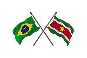 Brazilië versus Suriname twee land vlaggen foto