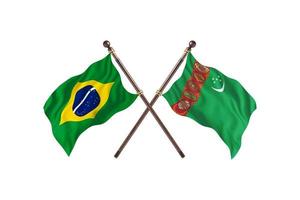 Brazilië versus turkmenistan twee land vlaggen foto