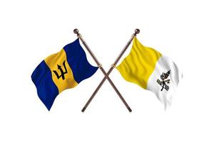 Barbados versus heilig zien twee land vlaggen foto