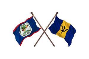 Belize versus Barbados twee land vlaggen foto