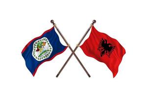 Belize versus Albanië twee land vlaggen foto
