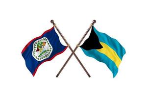 Belize versus de Bahamas twee land vlaggen foto