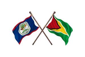 Belize versus Guyana twee land vlaggen foto