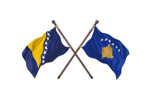 Bosnië versus Kosovo twee land vlaggen foto