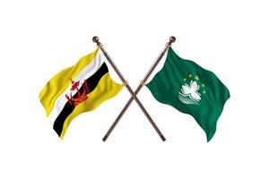 Brunei versus macau twee land vlaggen foto