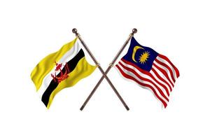 Brunei versus Maleisië twee land vlaggen foto