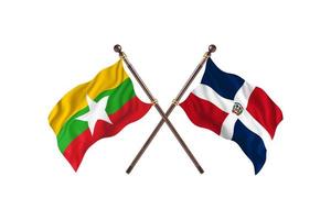 Birma versus dominicaans republiek twee land vlaggen foto