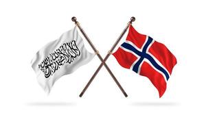 Islamitisch emiraat van afghanistan versus Noorwegen twee land vlaggen foto