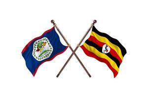 Belize versus Oeganda twee land vlaggen foto