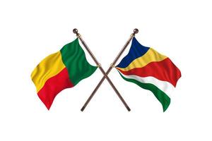Benin versus Seychellen twee land vlaggen foto