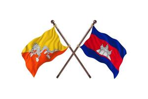 Bhutan versus Cambodja twee land vlaggen foto