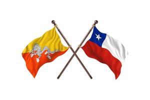 Bhutan versus Chili twee land vlaggen foto