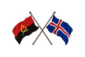 Angola versus IJsland twee land vlaggen foto