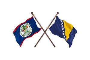 Belize versus Bosnië en herzegovina twee land vlaggen foto