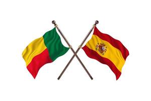 Benin versus Spanje twee land vlaggen foto
