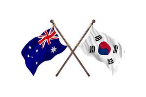 Australië versus zuiden Korea twee land vlaggen foto