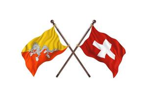 Bhutan versus Zwitserland twee land vlaggen foto