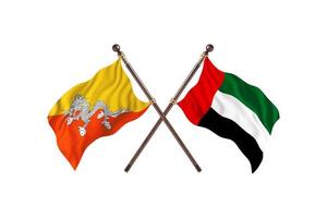 Bhutan versus Verenigde Arabisch emiraten twee land vlaggen foto