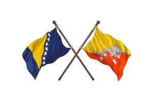 Bosnië versus Bhutan twee land vlaggen foto