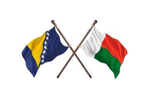 Bosnië versus Madagascar twee land vlaggen foto