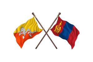 Bhutan versus Mongolië twee land vlaggen foto